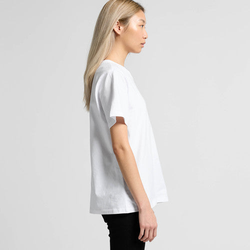 Women’s classic minus tee is a minimalist white cotton workwear t-shirt with a relaxed fit and short sleeves perfect for uniforms