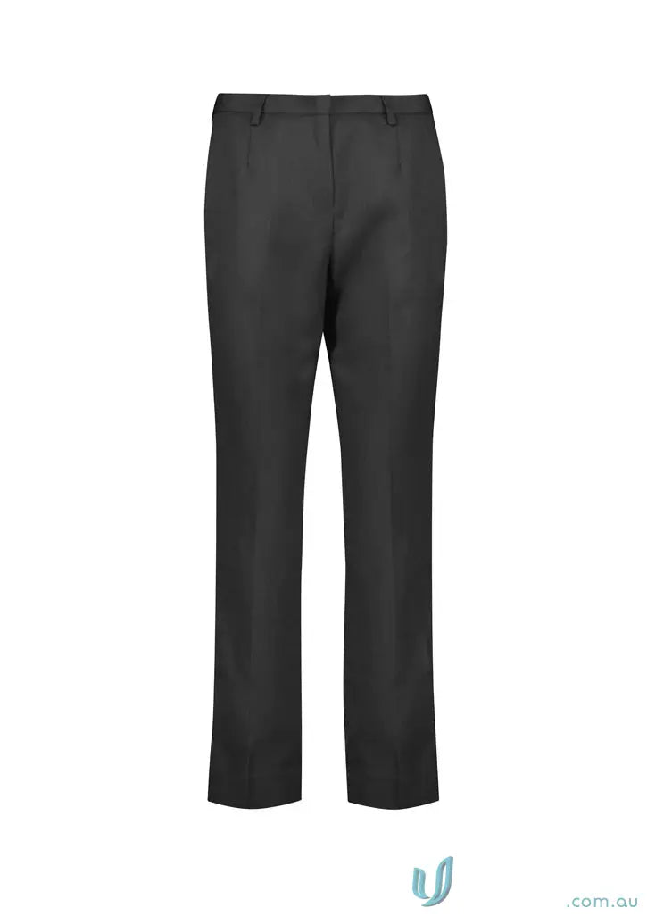 Dark gray womens cool stretch tapered leg pants with adjustable waist for comfy style