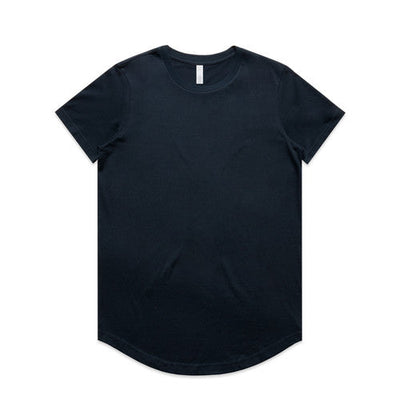 Black longline t-shirt with curved hem and short sleeves, made of cotton.