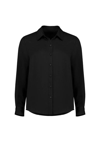 Womens Evelyn long sleeve shirt black with modesty bust buttons
