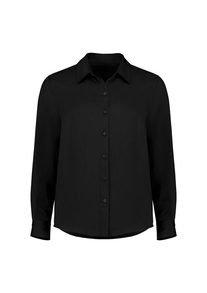 Womens Evelyn long sleeve shirt black with modesty bust buttons