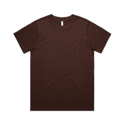 Brown v-neck t-shirt with short sleeves and a simple design.
