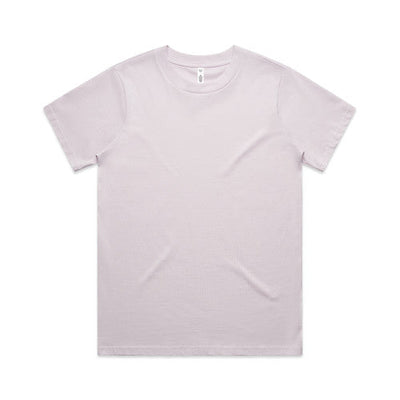 Lavender crew neck t-shirt with short sleeves and a relaxed fit.