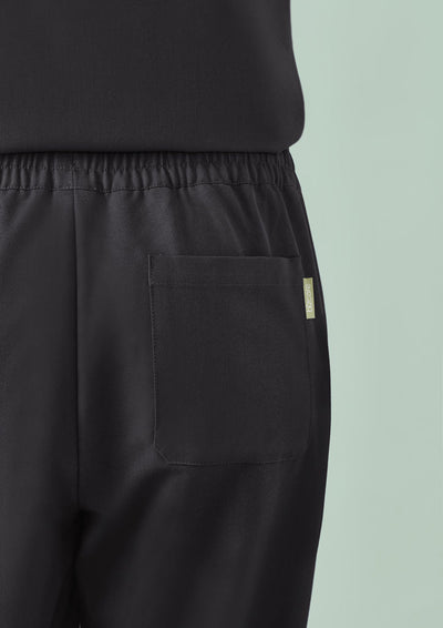 Womens Pulse Jogger scrub pant in black with elastic waist and gold tag