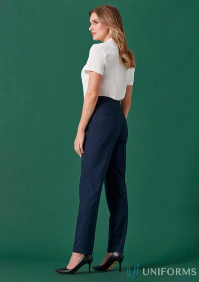 Womens Renew Mid-Waist Slim Leg Pant with professional white blouse and black heels
