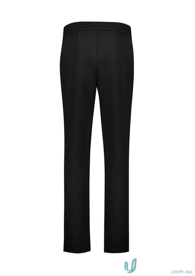 Black women’s scuba ponte mid-rise pull-on trousers with straight leg style RGP304L