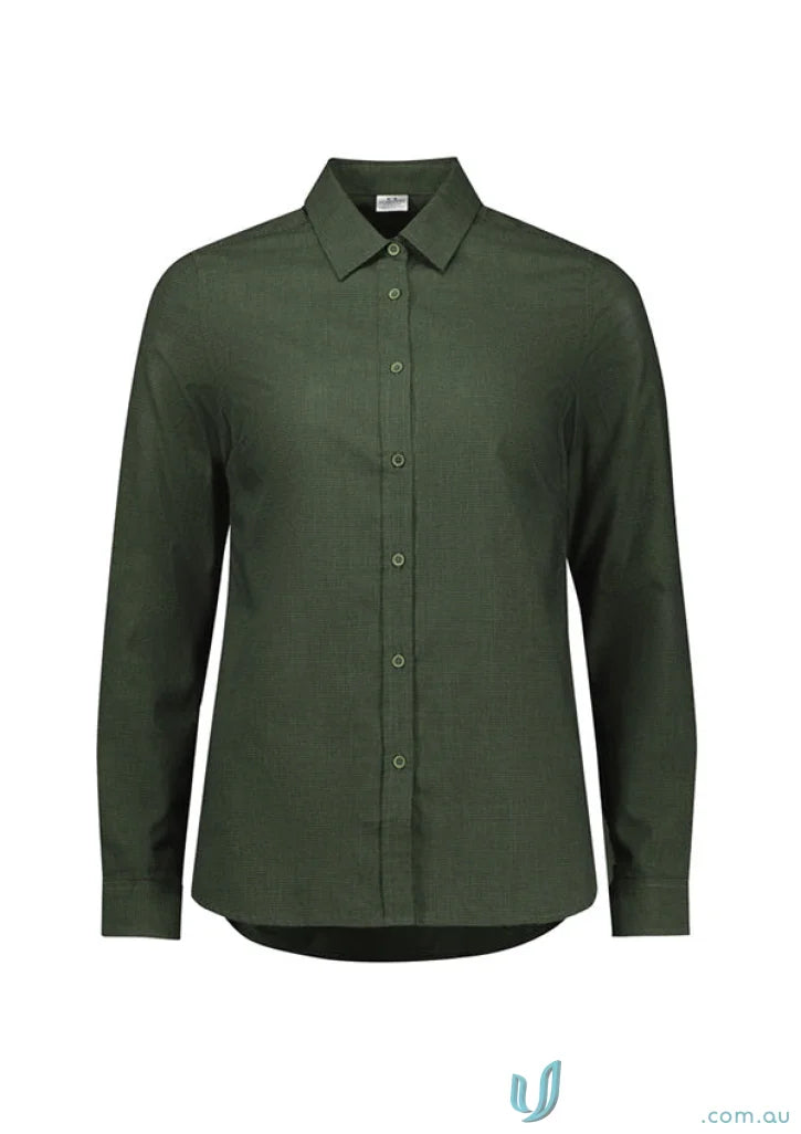 Olive green womens soul shirt from Biz Collection Womens long sleeve button-down shirt