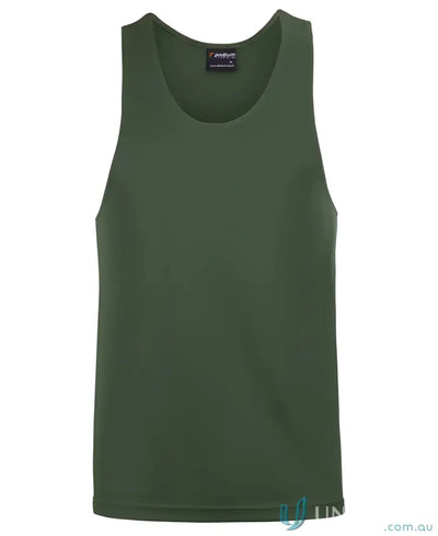Dark olive green mens workwear tank top made with soft fabric for uniforms