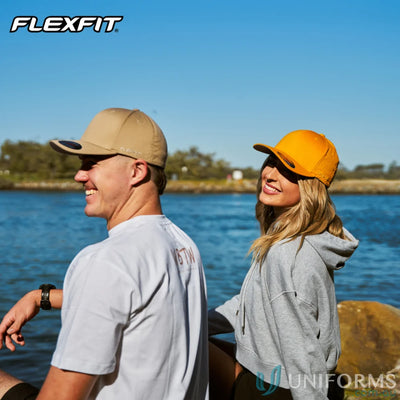 Tan orange Worn By The World Flexfit Cap with athletic shape silver flexfit technology