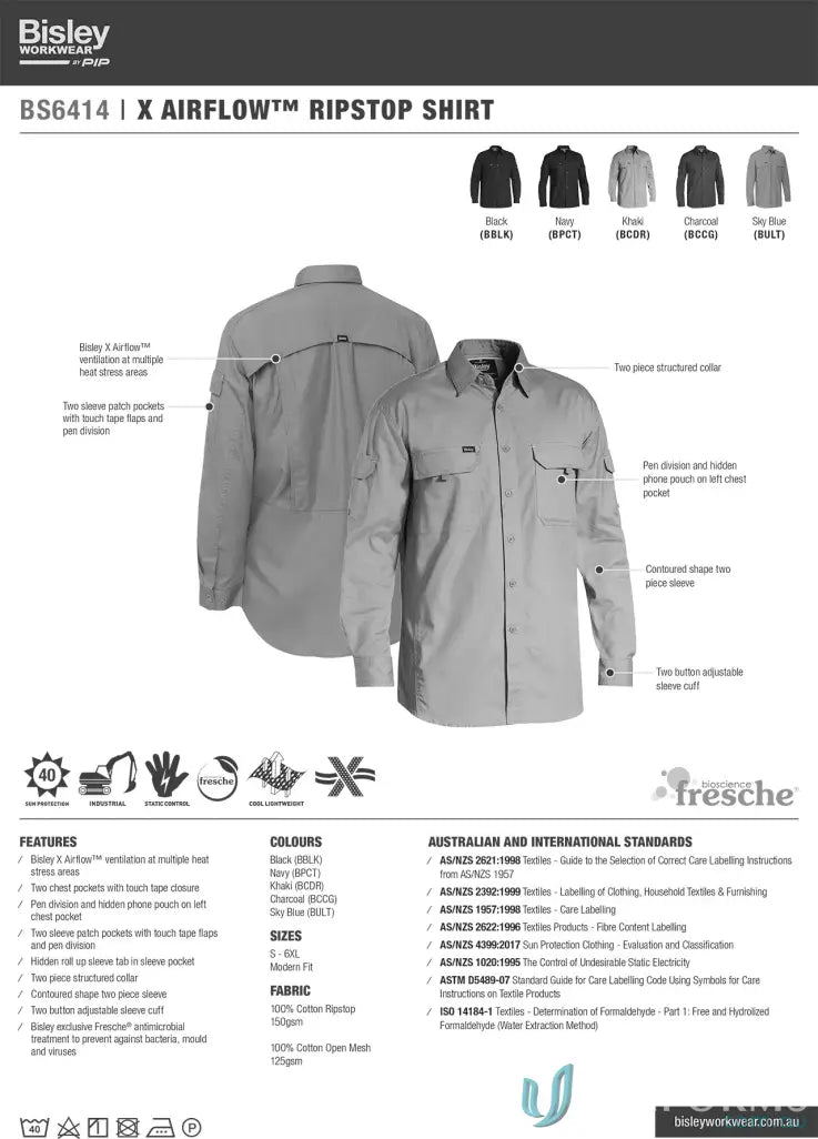 Grey X Airflo Ripstop Shirt with pockets, ventilation, and stay cool comfort