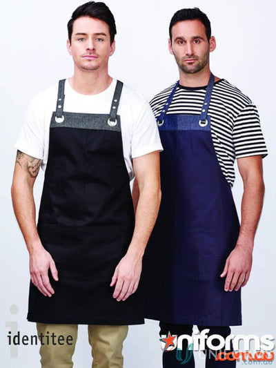 Two men modeling Xavier Apron with stainless steel studs and A26W waist straps