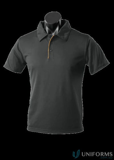 Black Yarra Polo on mannequin perfect for work uniforms and casual wear