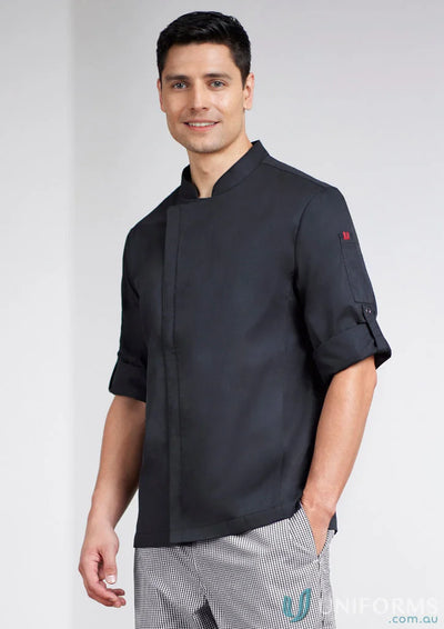 Black chef jacket from Yes Chef Alfresco Chef LS Jacket for a stylish outdoor look