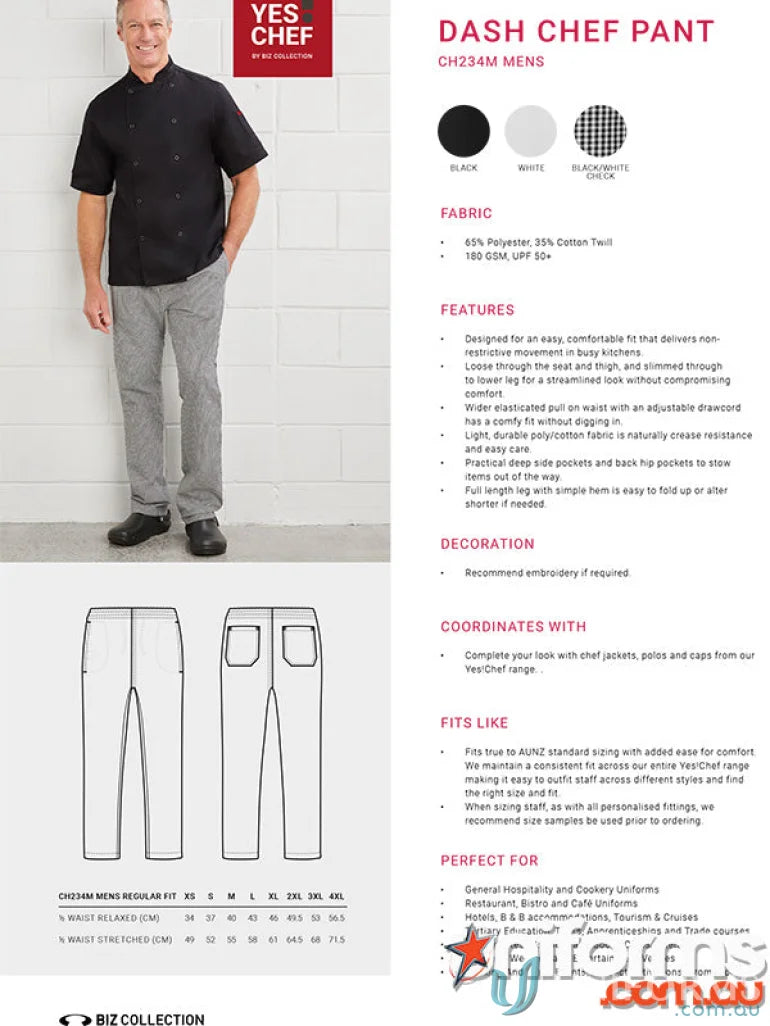 Men’s Dash Chef pants from Yes Chef Dash Chef Pant Biz Collection Men’s lineup
