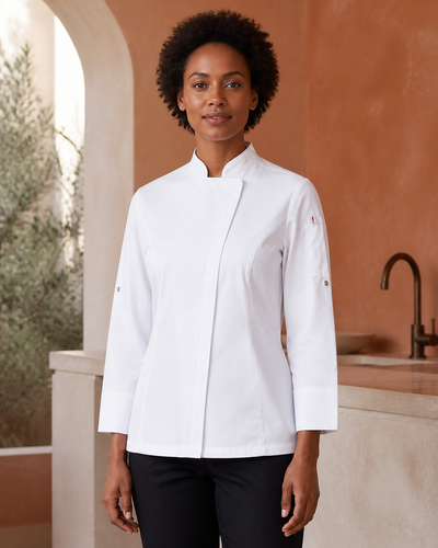 Yes Chef Ladies Alfresco long sleeve chef jacket in white