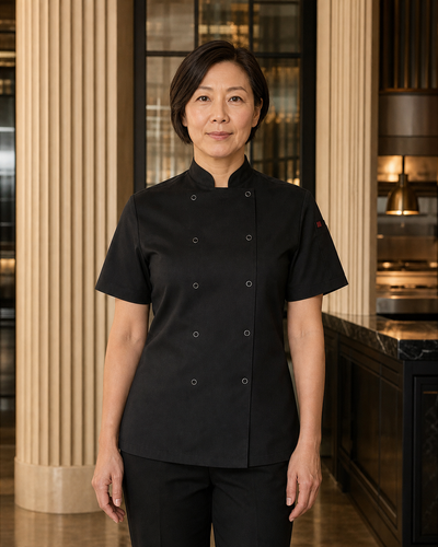 Yes Chef Ladies Zest short sleeve chef jacket in black
