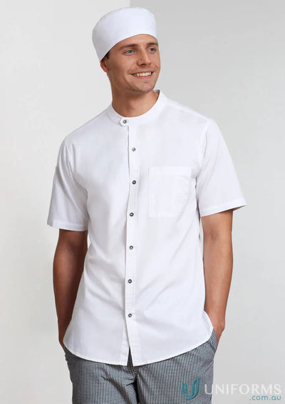 White men’s salsa short sleeve chef shirt with hat from Yes Chef Salsa SS collection