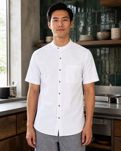 Yes Chef Salsa short sleeve chef shirt in white