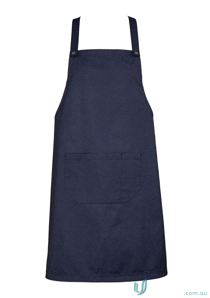 Navy blue urban bib apron with pockets from Yes Chef! Biz Collection Bib Apron BA55