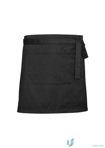 Black waist apron with textured fabric waist straps from Yes Chef! Urban Half Apron
