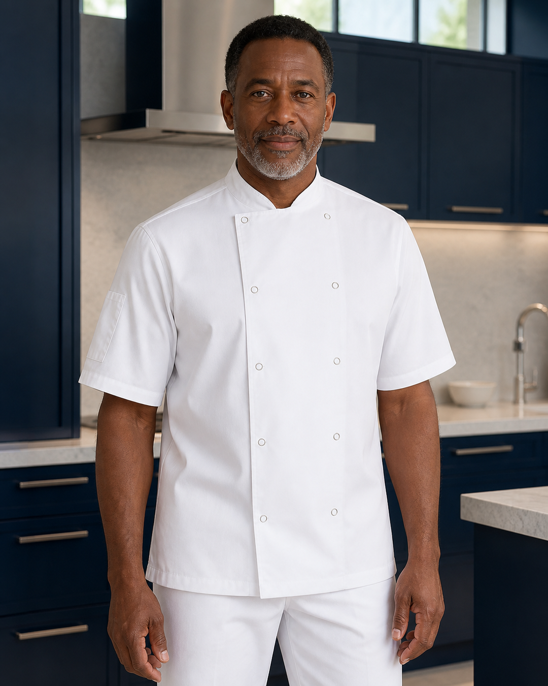 Yes Chef Zest short sleeve chef jacket in white