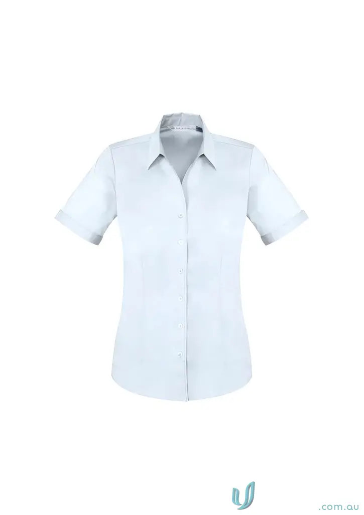 Light blue women’s monaco short YR Ladies EMB SS Shirt on s770ls model