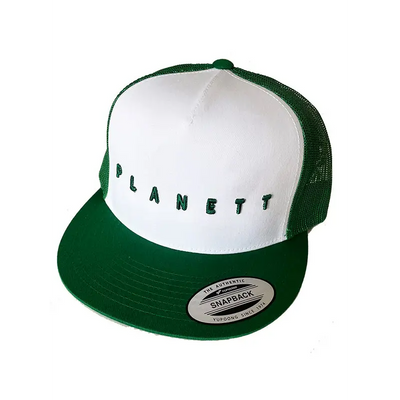Green and white trucker hat.