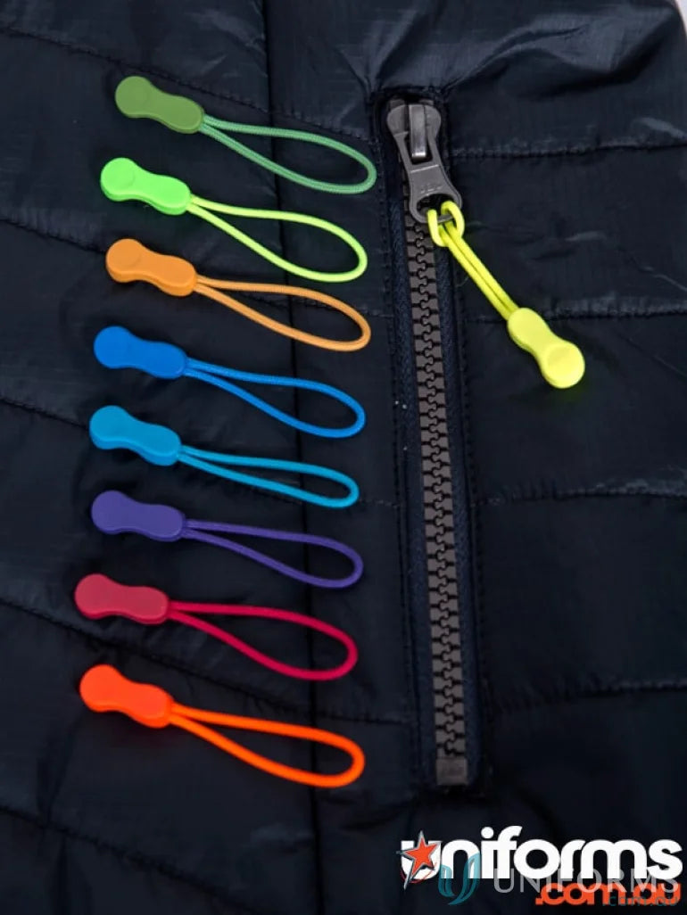 Padded Zippies jacket with colorful eyelet head zippers from collection Zippies J744