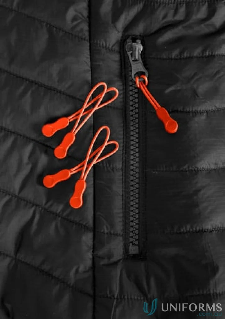 Black quilted Zippies jacket with eyelet head zippers from collection zippies j744